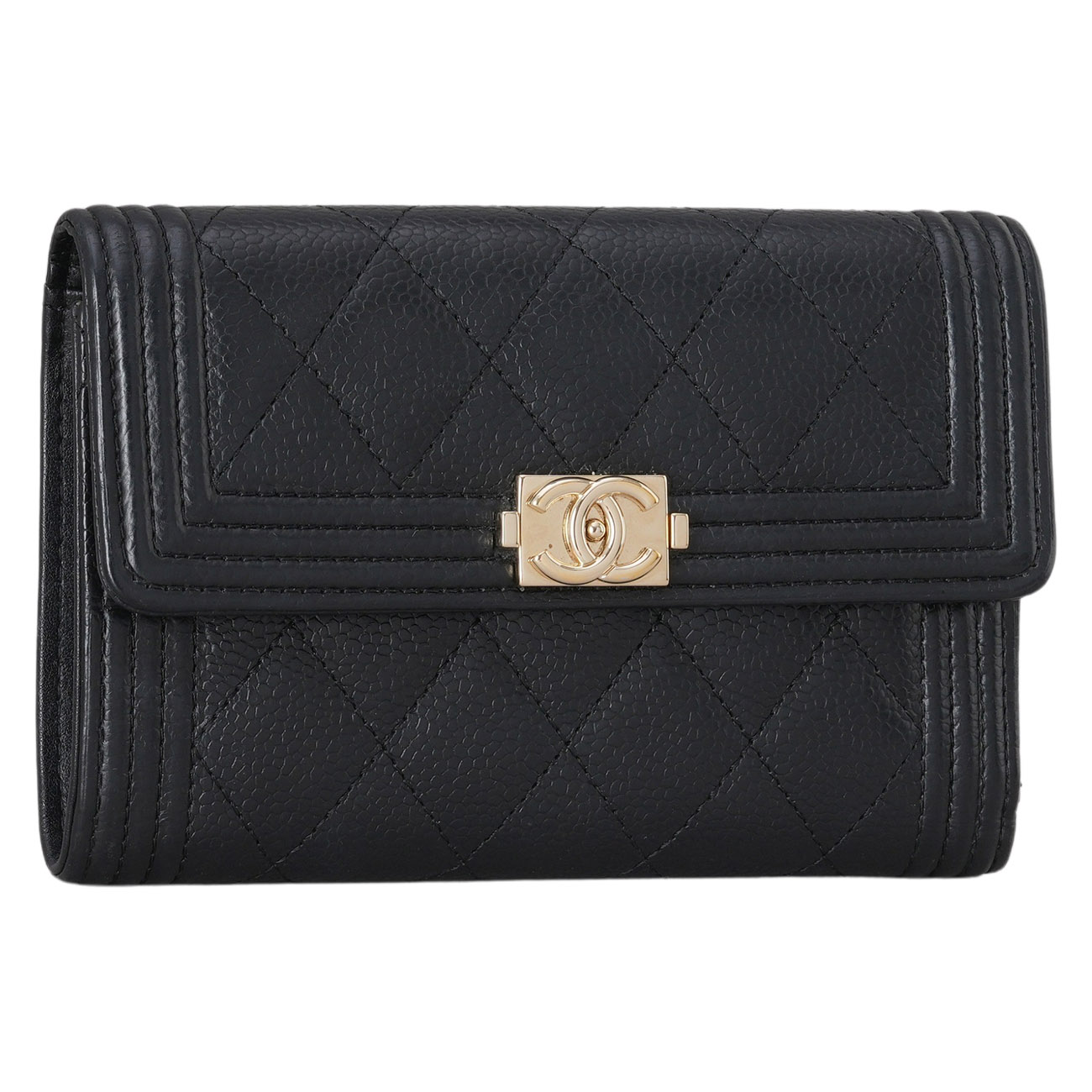 CHANEL(USED)샤넬 캐비어 보이샤넬 중지갑 블랙