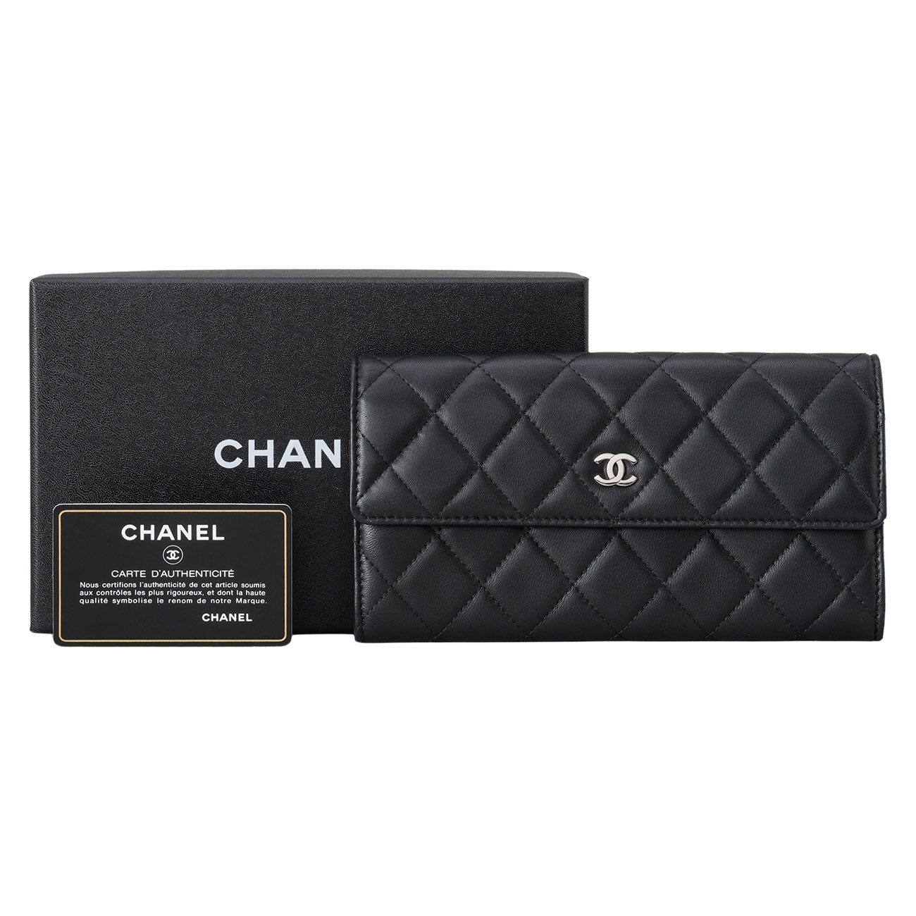 CHANEL(USED)샤넬 램스킨 플랩 장지갑