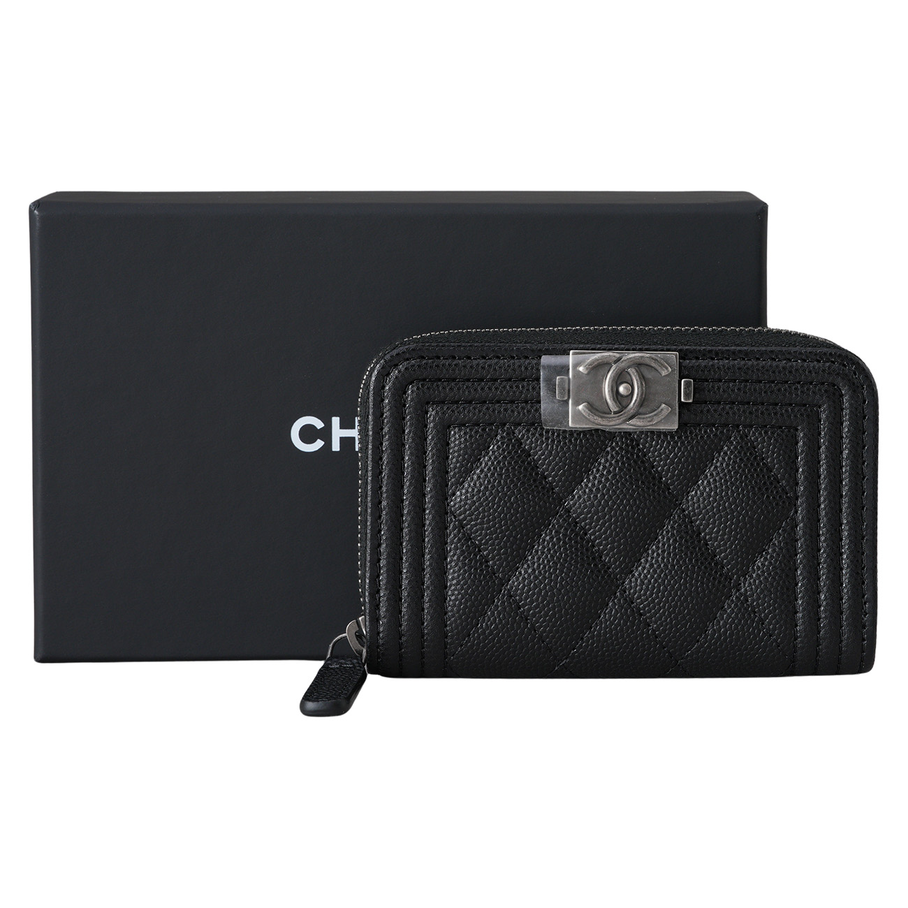 CHANEL(USED)샤넬 A80602 캐비어 보이샤넬 카드지갑