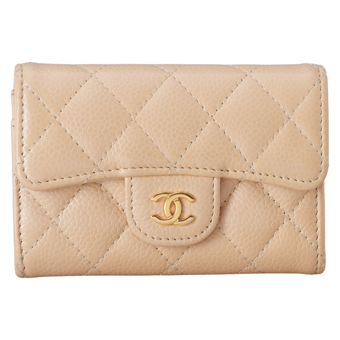 CHANEL(USED)샤넬 캐비어 클래식 카드지갑 베이지