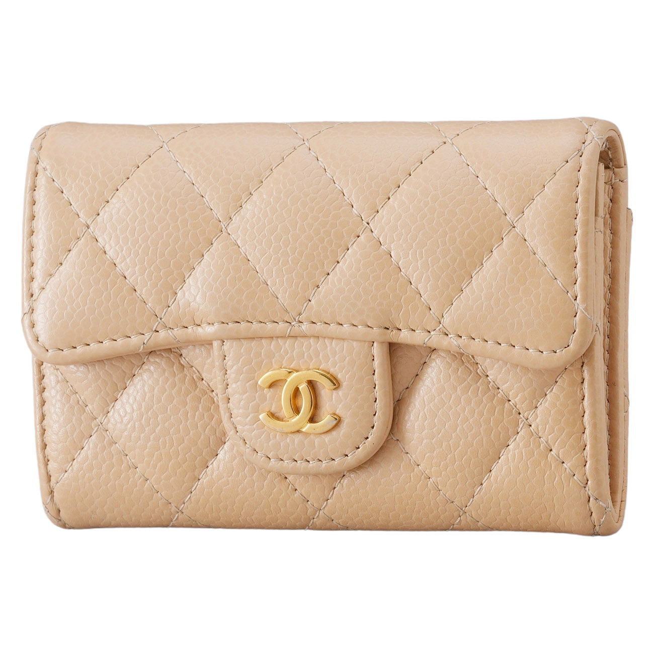 CHANEL(USED)샤넬 캐비어 클래식 카드지갑 베이지