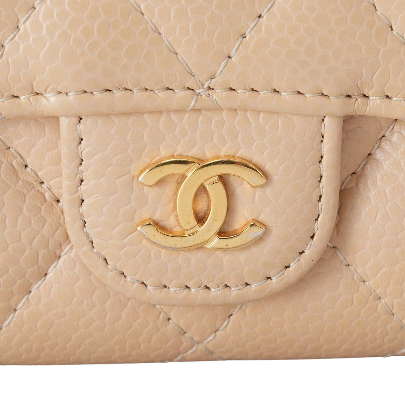 CHANEL(USED)샤넬 캐비어 클래식 카드지갑 베이지