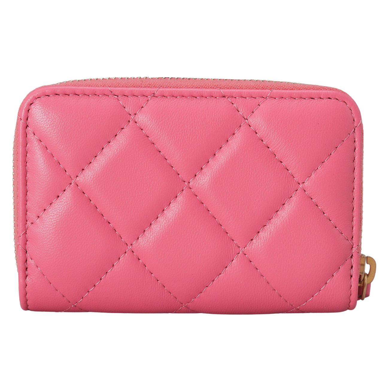CHANEL(USED)샤넬 하트 지퍼돌이 카드지갑 핑크