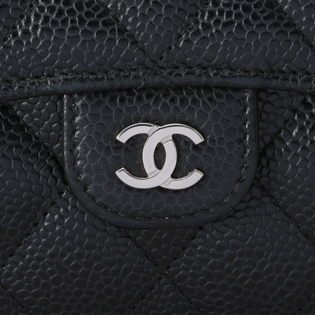 CHANEL(USED)샤넬 캐비어 클래식 반지갑 블랙은장