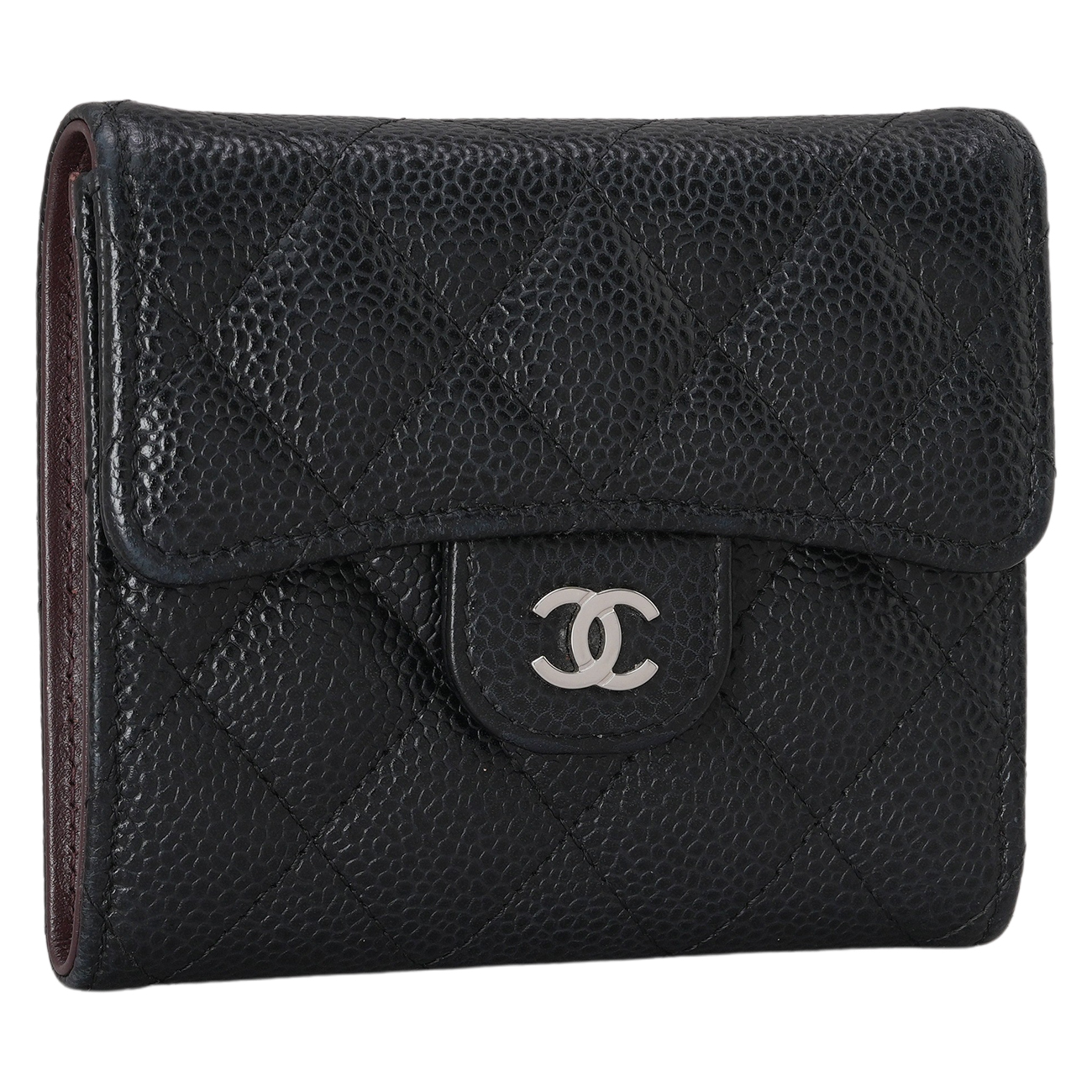 CHANEL(USED)샤넬 캐비어 클래식 반지갑 블랙은장