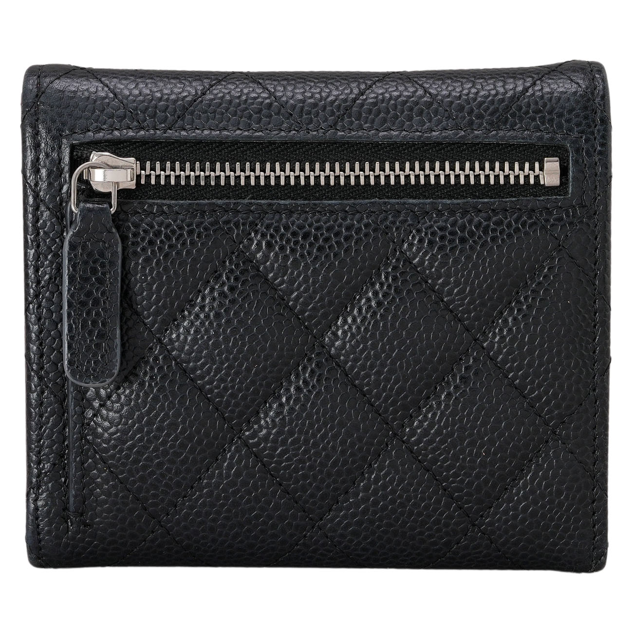 CHANEL(USED)샤넬 캐비어 클래식 반지갑 블랙은장