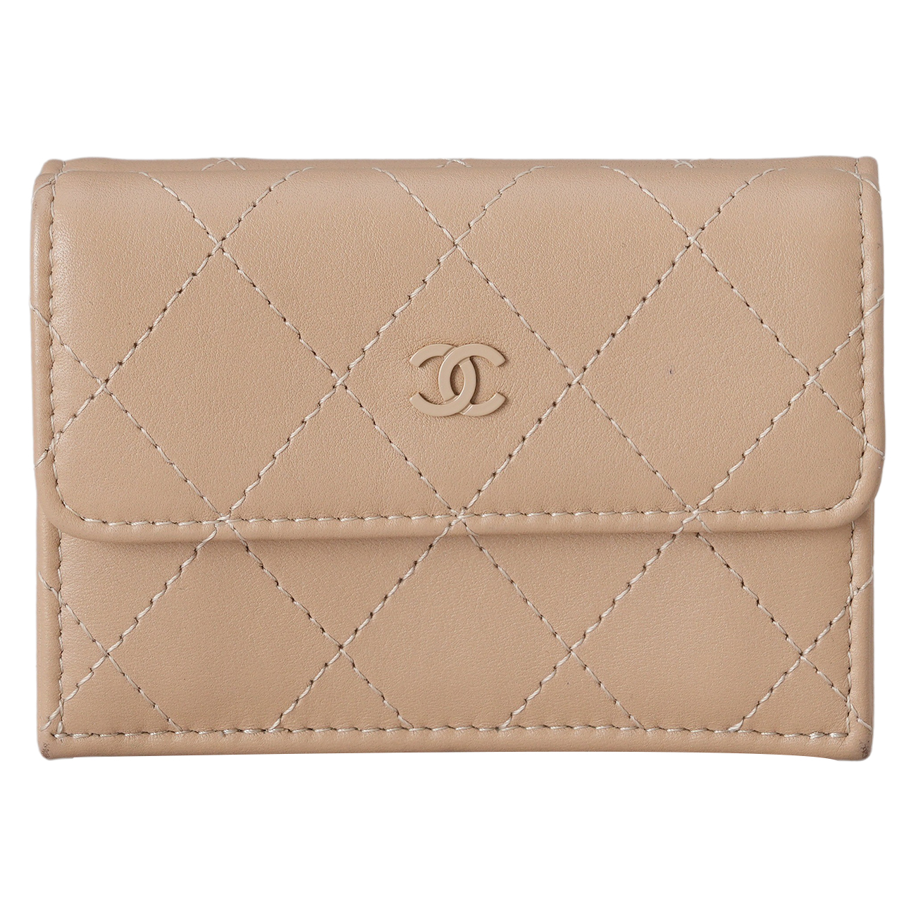 CHANEL(USED)샤넬 AP3882 시즌 3단 반지갑 베이지