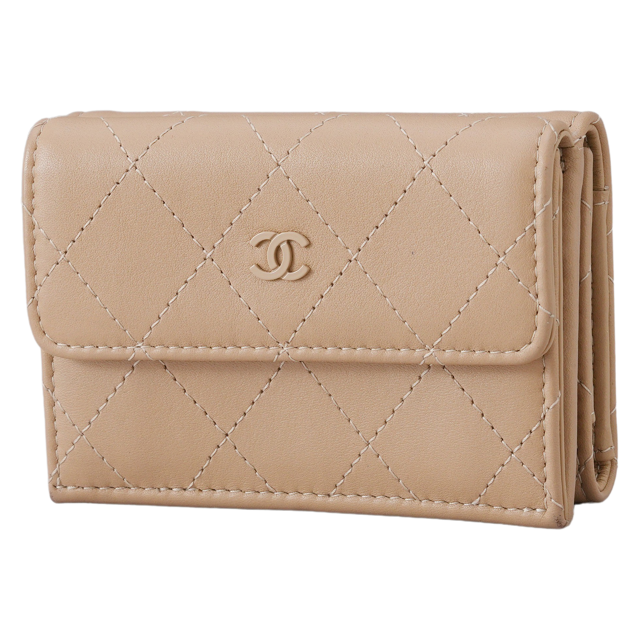 CHANEL(USED)샤넬 AP3882 시즌 3단 반지갑 베이지