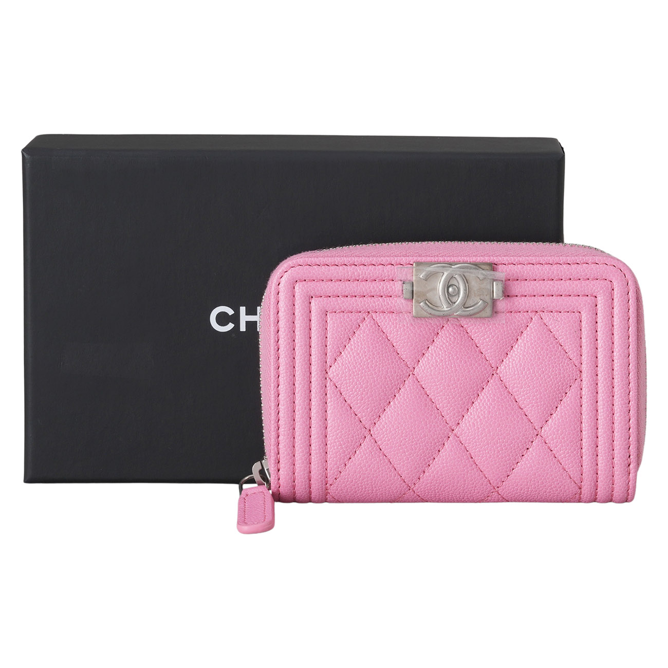 CHANEL(USED)샤넬 캐비어 보이샤넬 지퍼 카드지갑