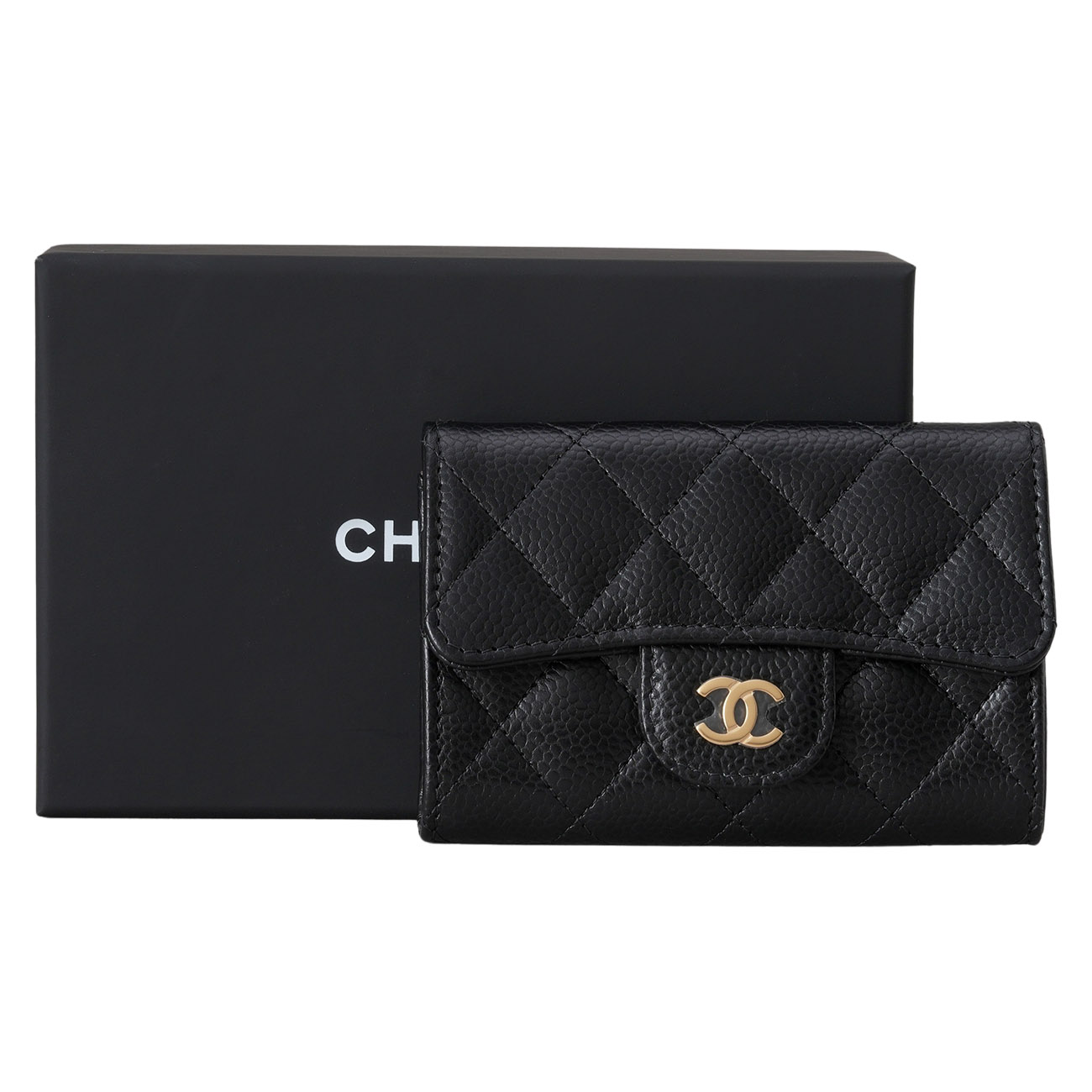 CHANEL(NEW)샤넬 AP0214 캐비어 클래식 플랩 카드지갑 금장 (새상품)
