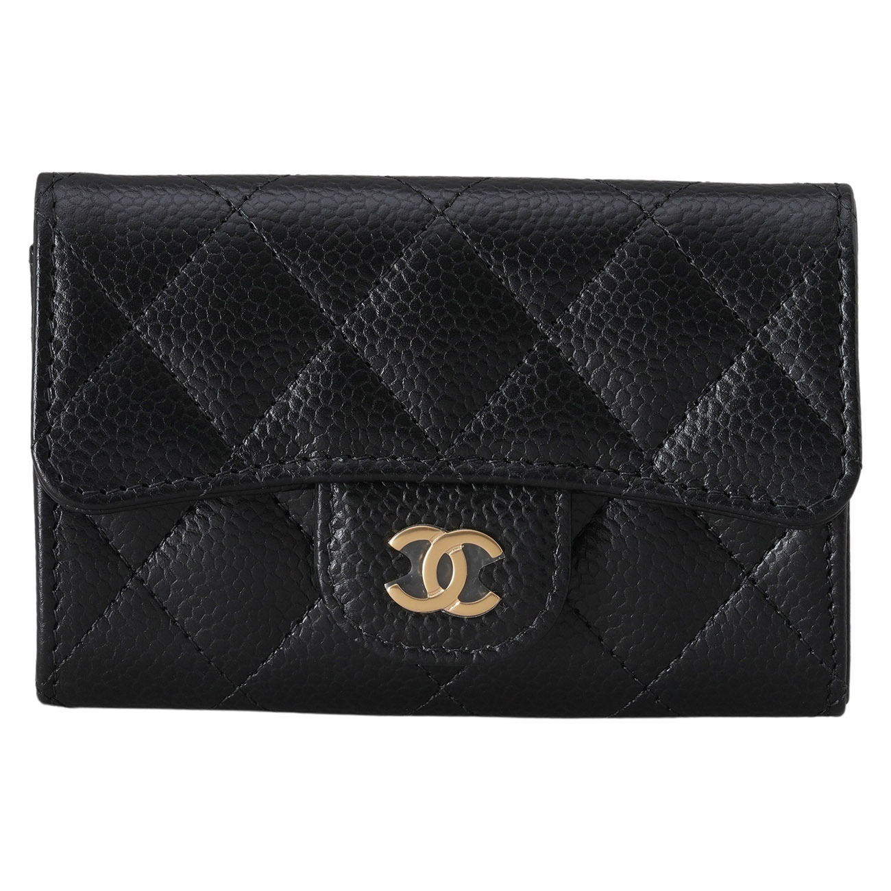 CHANEL(NEW)샤넬 AP0214 캐비어 클래식 플랩 카드지갑 금장 (새상품)