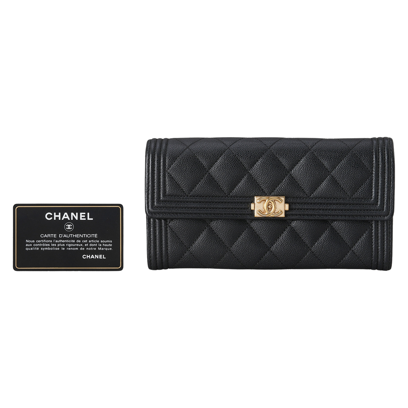 CHANEL(USED)샤넬 캐비어 보이 플랩 장지갑