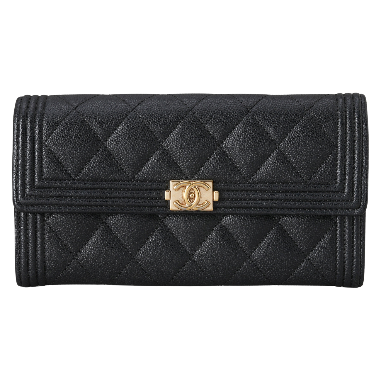 CHANEL(USED)샤넬 캐비어 보이 플랩 장지갑
