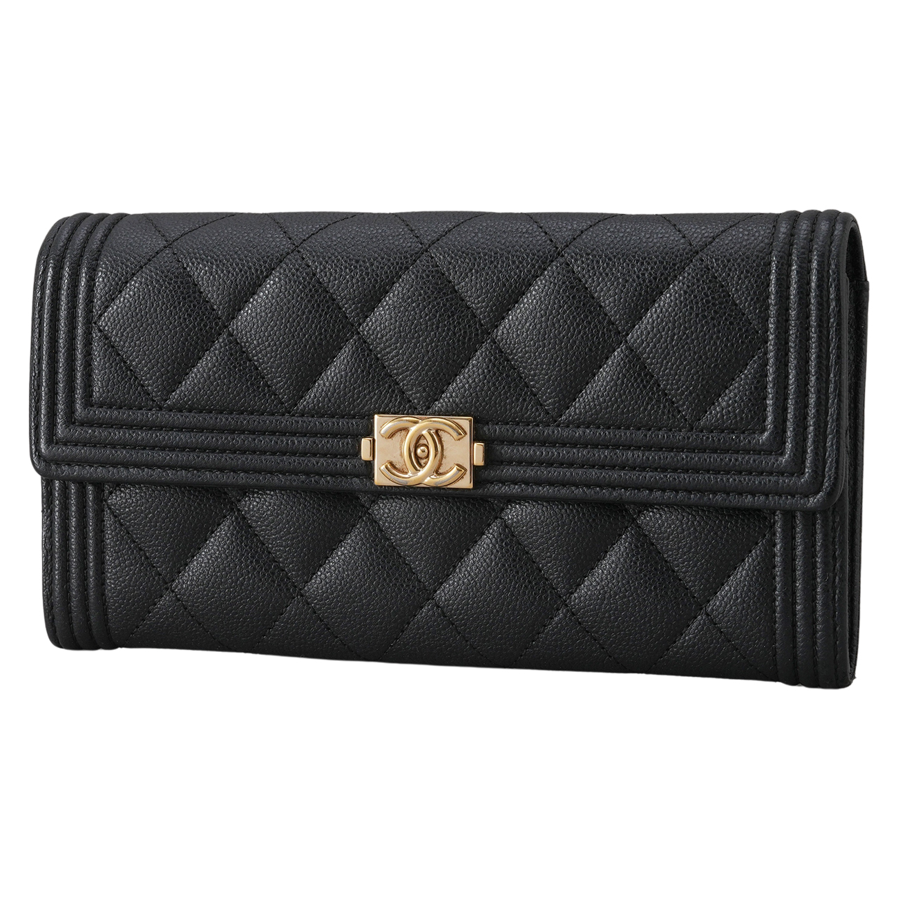 CHANEL(USED)샤넬 캐비어 보이 플랩 장지갑