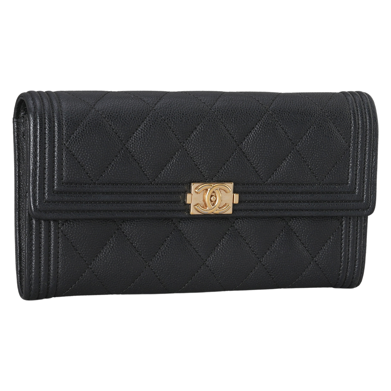 CHANEL(USED)샤넬 캐비어 보이 플랩 장지갑