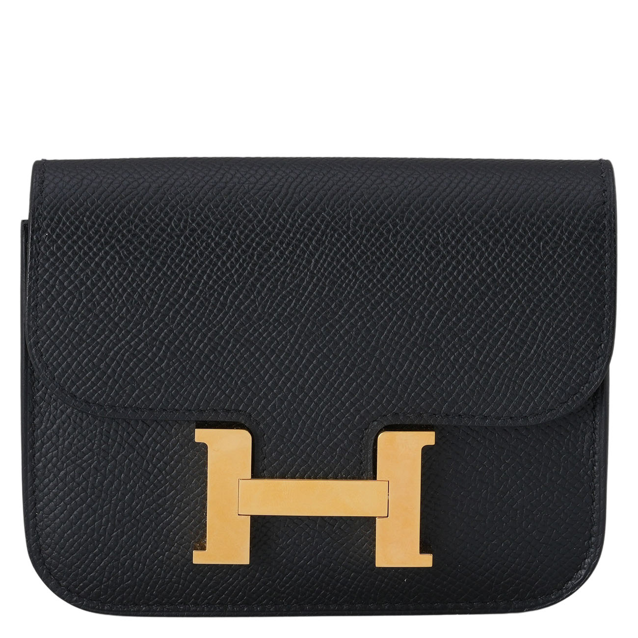 HERMES(USED)에르메스 콘스탄스 슬림 컴팩트 월릿 느와 금장