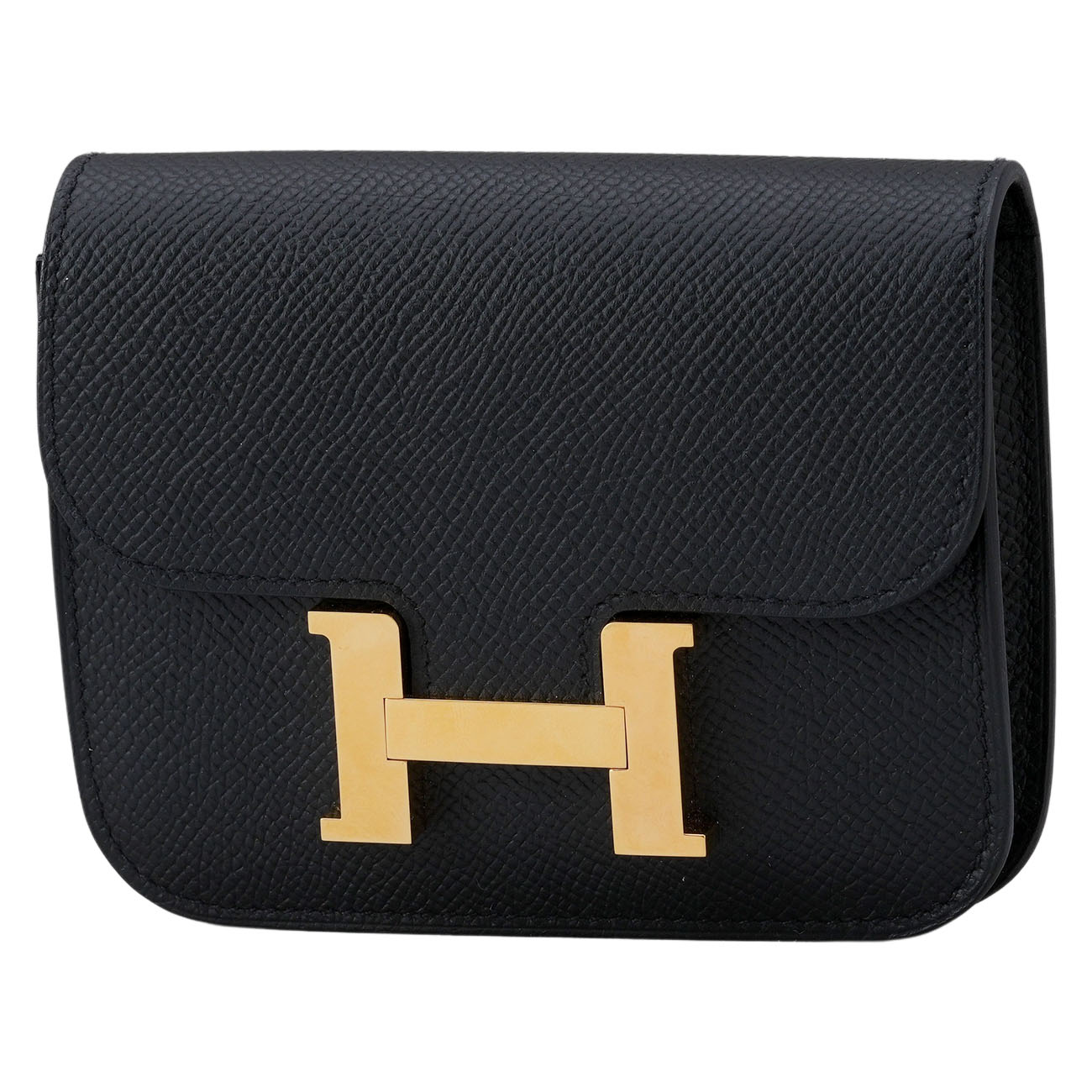 HERMES(USED)에르메스 콘스탄스 슬림 컴팩트 월릿 느와 금장