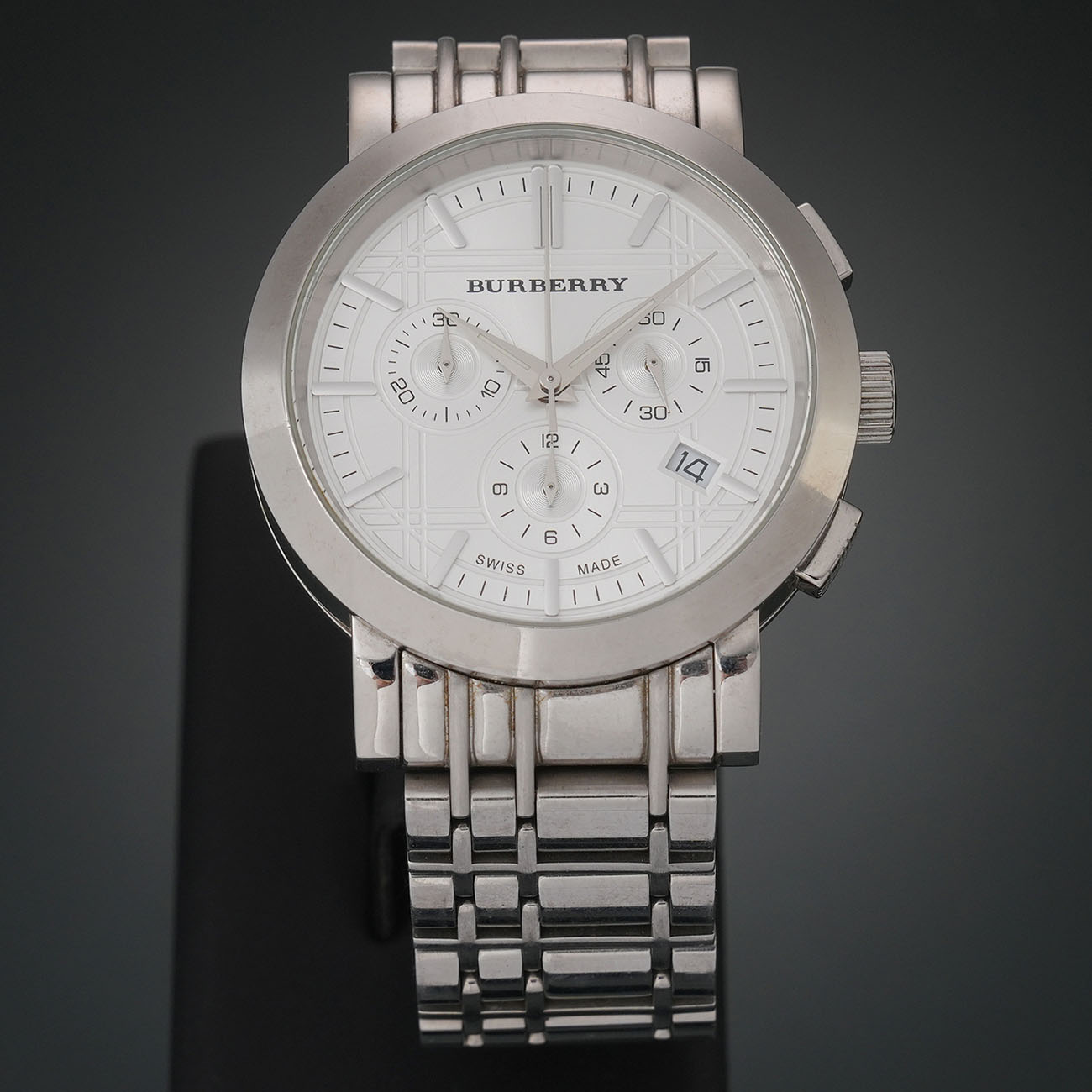 BURBERRY(USED)버버리 더시티 스틸 워치 크로노 BU1372
