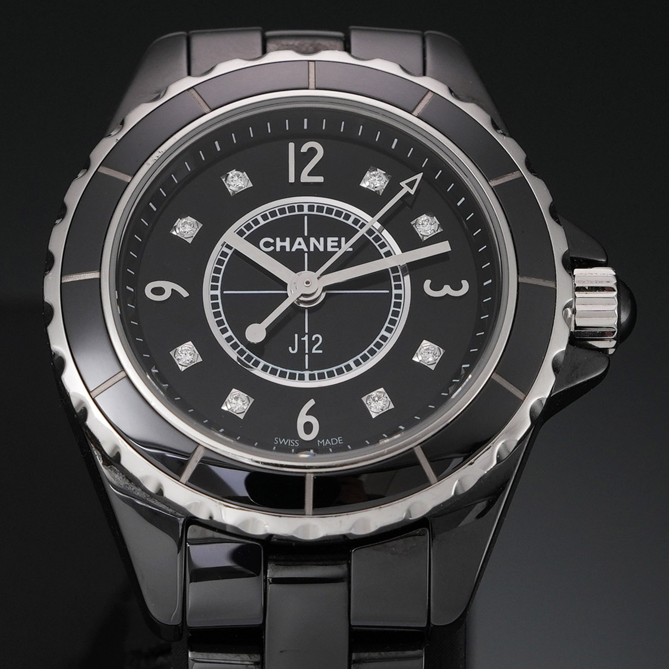 CHANEL(USED)샤넬 다이아 J12 블랙 세라믹 워치