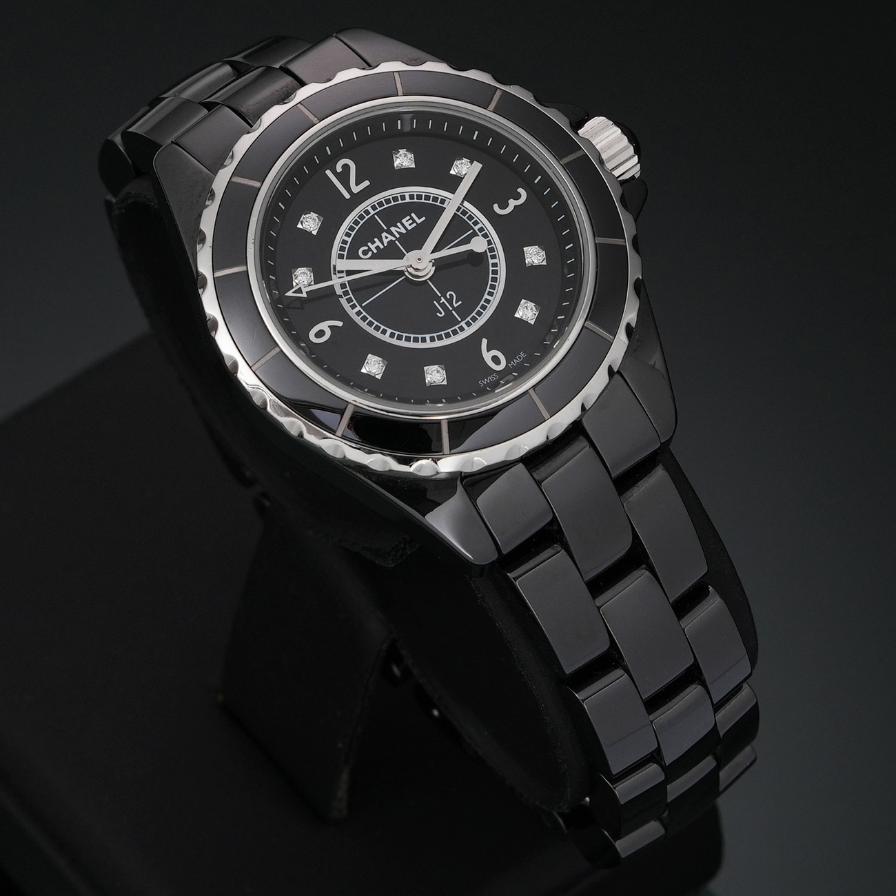 CHANEL(USED)샤넬 다이아 J12 블랙 세라믹 워치