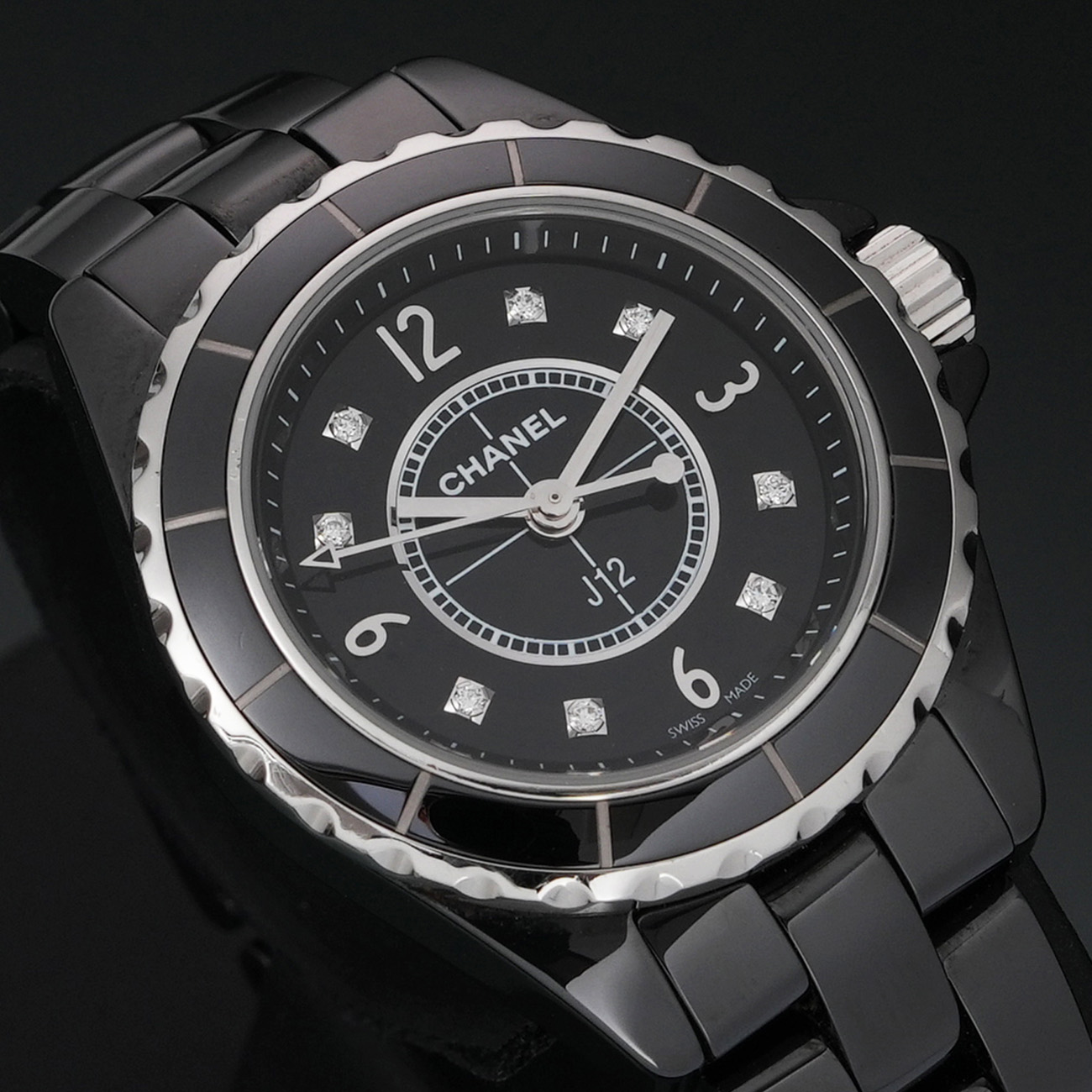 CHANEL(USED)샤넬 다이아 J12 블랙 세라믹 워치