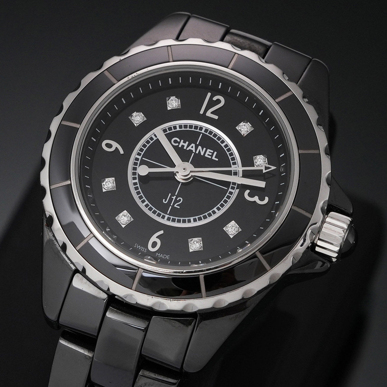 CHANEL(USED)샤넬 다이아 J12 블랙 세라믹 워치