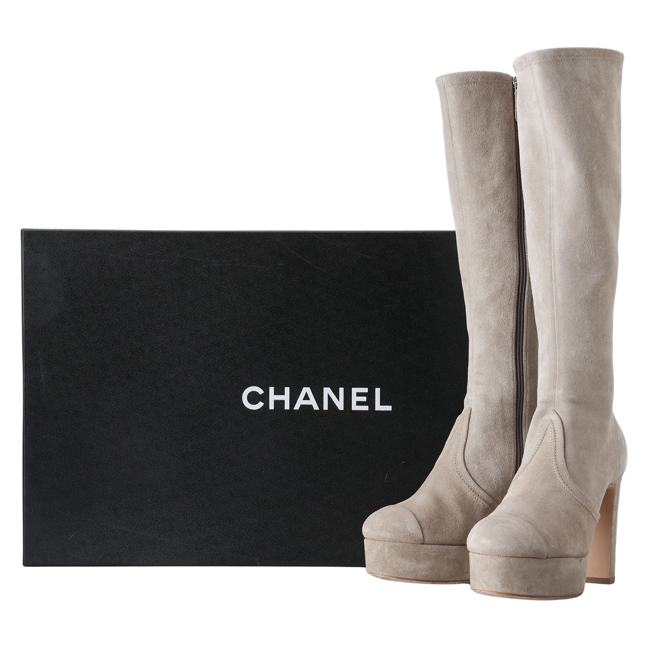 CHANEL(USED)샤넬 G46051 24F 하이 부츠 #38 카키