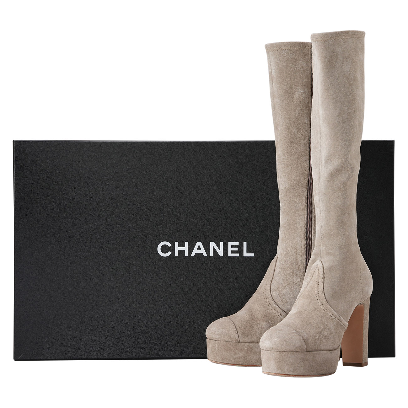 CHANEL(USED)샤넬 G46051 24F 하이 부츠 #38 베이지