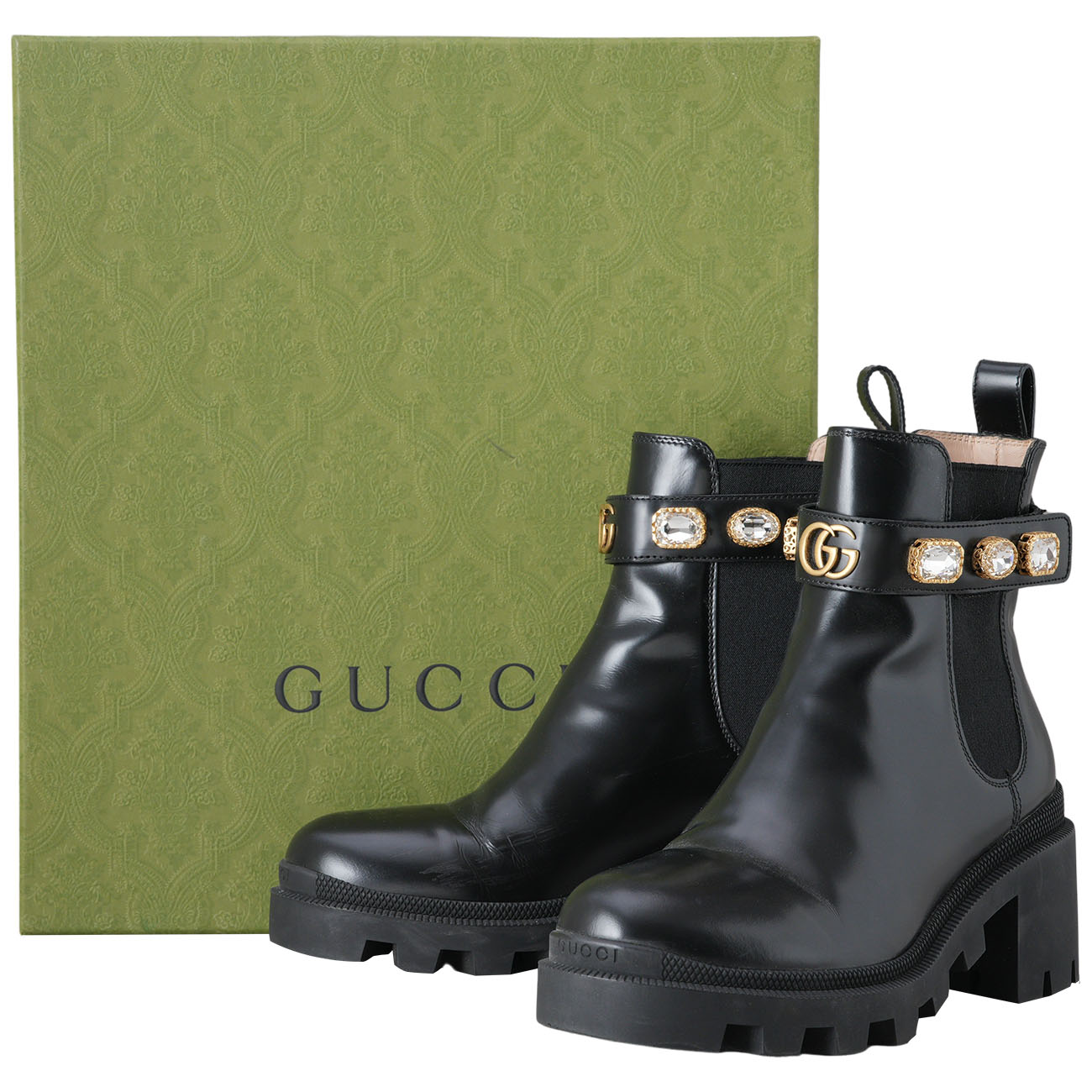 GUCCI(USED)구찌 550036 블랙레더 앵클 부츠#38