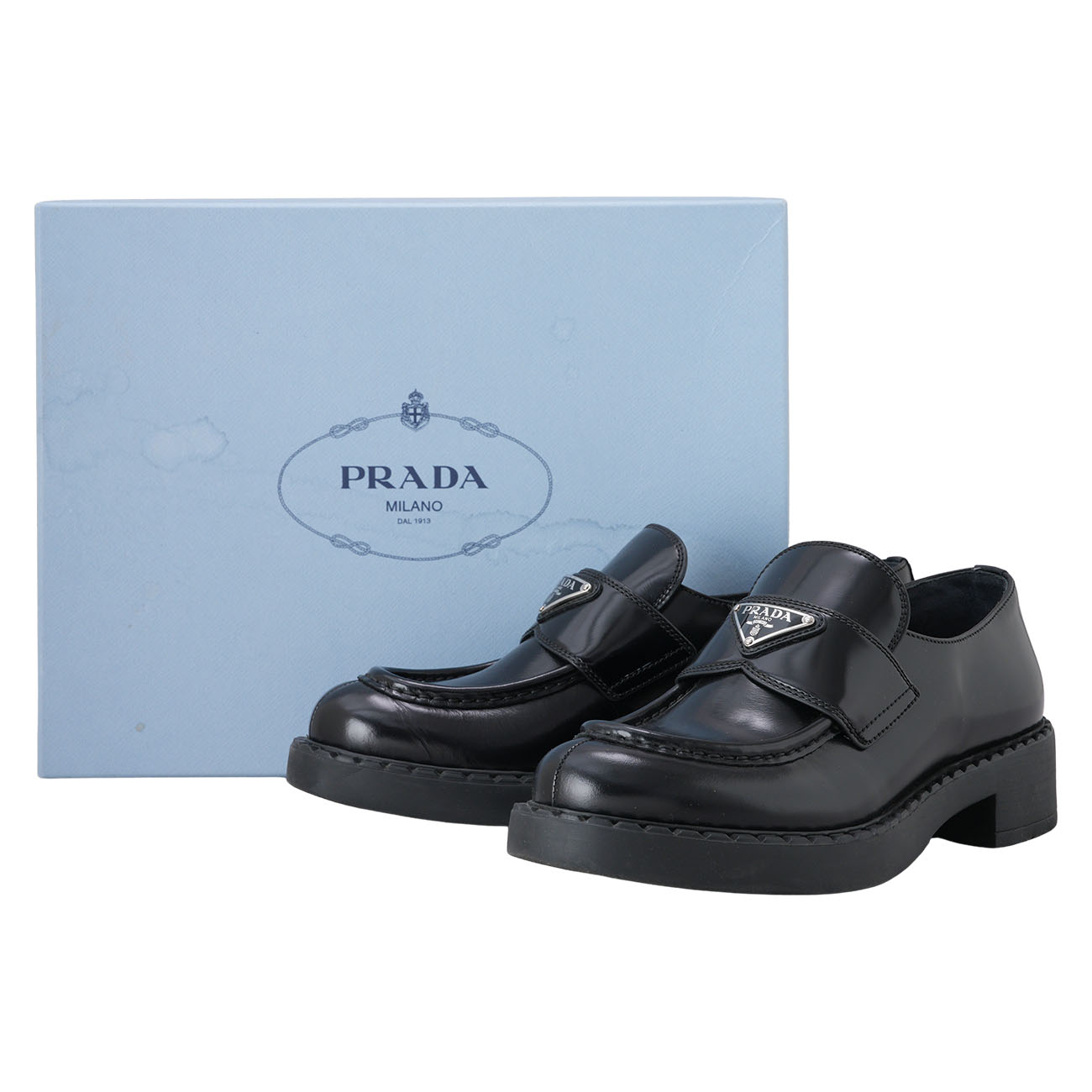 PRADA(USED)프라다 1D246M 브러시드 로퍼 #38.5